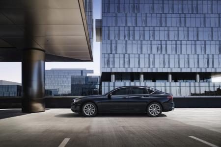 black sedan in parking lot
